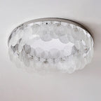 Contemporary Luxury Round Stainless Steel Glass LED Flush Mount Ceiling Light For Living Room