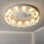 Contemporary Luxury Round Stainless Steel Glass LED Flush Mount Ceiling Light For Living Room