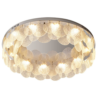 Contemporary Luxury Round Stainless Steel Glass LED Flush Mount Ceiling Light For Living Room