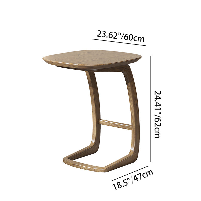 Solid North American Ash Wood C-Shaped Sofa Side Table - Modern Minimalist Coffee & Snack Table Lumendat