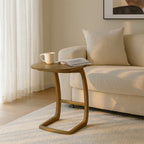 Solid North American Ash Wood C-Shaped Sofa Side Table - Modern Minimalist Coffee & Snack Table Lumendat