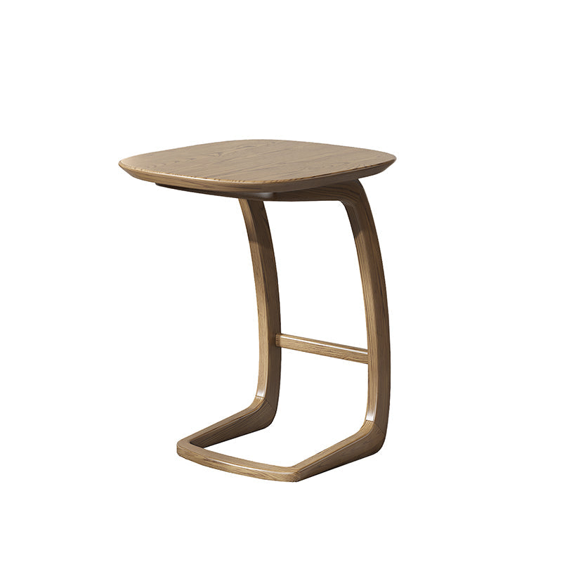 Solid North American Ash Wood C-Shaped Sofa Side Table - Modern Minimalist Coffee & Snack Table Lumendat