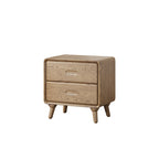 Minimalist Solid Ash Wood Rectangular Nightstand With 2 Smooth-Glide Drawers - Durable Bedside Table For Bedroom Lumendat