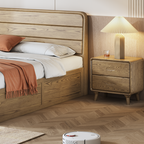 Minimalist Solid Ash Wood Rectangular Nightstand With 2 Smooth-Glide Drawers - Durable Bedside Table For Bedroom Lumendat
