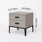 Modern Minimalist E1 MDF Iron Rectangular Nightstand With 2 Drawers Storage - Compact Bedside Table For Bedroom Lumendat