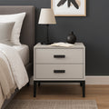 Modern Minimalist E1 MDF Iron Rectangular Nightstand With 2 Drawers Storage - Compact Bedside Table For Bedroom Lumendat