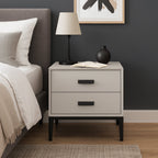 Modern Minimalist E1 MDF Iron Rectangular Nightstand With 2 Drawers Storage - Compact Bedside Table For Bedroom Lumendat