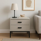 Modern Minimalist E1 MDF Iron Rectangular Nightstand With 2 Drawers Storage - Compact Bedside Table For Bedroom Lumendat