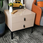 Modern Minimalist 2-Drawer Nightstand With Iron Legs - E1 MDF Bedside Table For Bedroom Storage & Organization Lumendat
