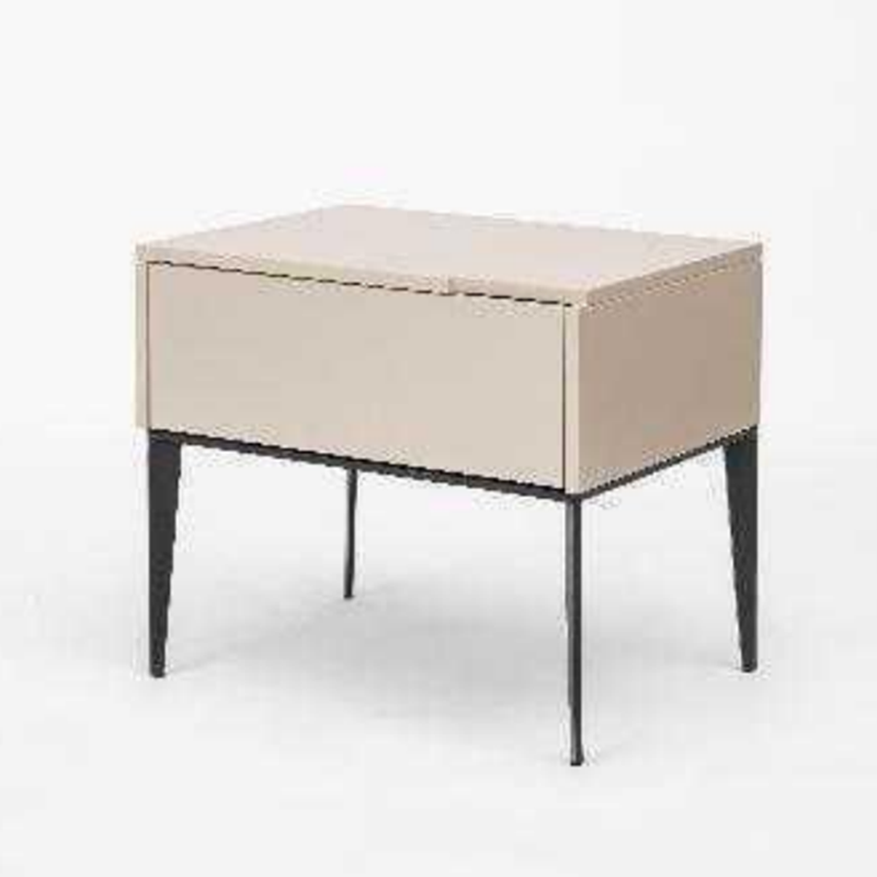 Modern Minimalist E1 MDF Nightstand 1-Drawer With Iron Legs For Bedroom Lumendat
