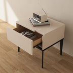 Modern Minimalist E1 MDF Nightstand 1-Drawer With Iron Legs For Bedroom Lumendat