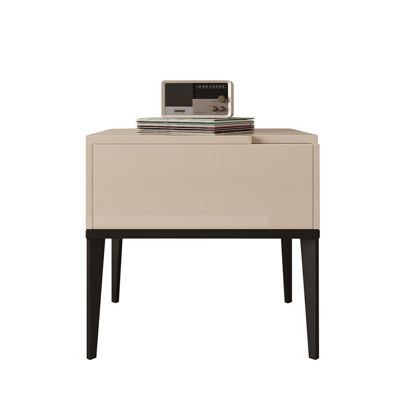 Modern Minimalist E1 MDF Nightstand 1-Drawer With Iron Legs For Bedroom Lumendat