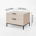 Modern Minimalist E1 MDF Iron Rectangular Nightstand With 2 Drawers Storage - Compact Bedside Table For Bedroom Lumendat