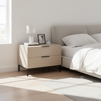 Modern Minimalist E1 MDF Iron Rectangular Nightstand With 2 Drawers Storage - Compact Bedside Table For Bedroom Lumendat