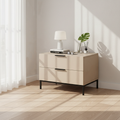 Modern Minimalist E1 MDF Iron Rectangular Nightstand With 2 Drawers Storage - Compact Bedside Table For Bedroom Lumendat