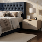 Modern Minimalist E1 MDF Iron Rectangular Nightstand With 2 Drawers Storage - Compact Bedside Table For Bedroom Lumendat