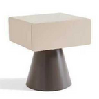 Modern Minimalist Rectangular–Cone Solid Wood & MDF Nightstand With 1 Drawer And Open Storage For Bedroom Lumendat