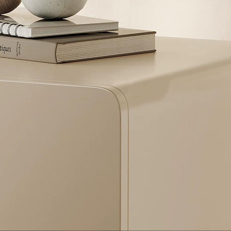 Modern Minimalist Rectangular–Cone Solid Wood & MDF Nightstand With 1 Drawer And Open Storage For Bedroom Lumendat