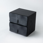 Contemporary Creative Extured Rectangular Oak Wood Board Nightstand With 2 Drawers - Smooth Storage & Compact Design For Bedroom Lumendat