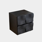 Contemporary Creative Extured Rectangular Oak Wood Board Nightstand With 2 Drawers - Smooth Storage & Compact Design For Bedroom Lumendat