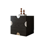 Modern Minimalist Dot-Design Square Multi-Layer Wood Nightstand 2-Drawer Storage For Bedroom Lumendat