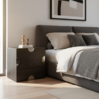 Modern Minimalist Dot-Design Square Multi-Layer Wood Nightstand 2-Drawer Storage For Bedroom Lumendat