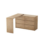Modern Minimalist Solid Ash Wood Modular Desk With 6-Drawer Storage Cabinet For Home Office & Bedroom Lumendat