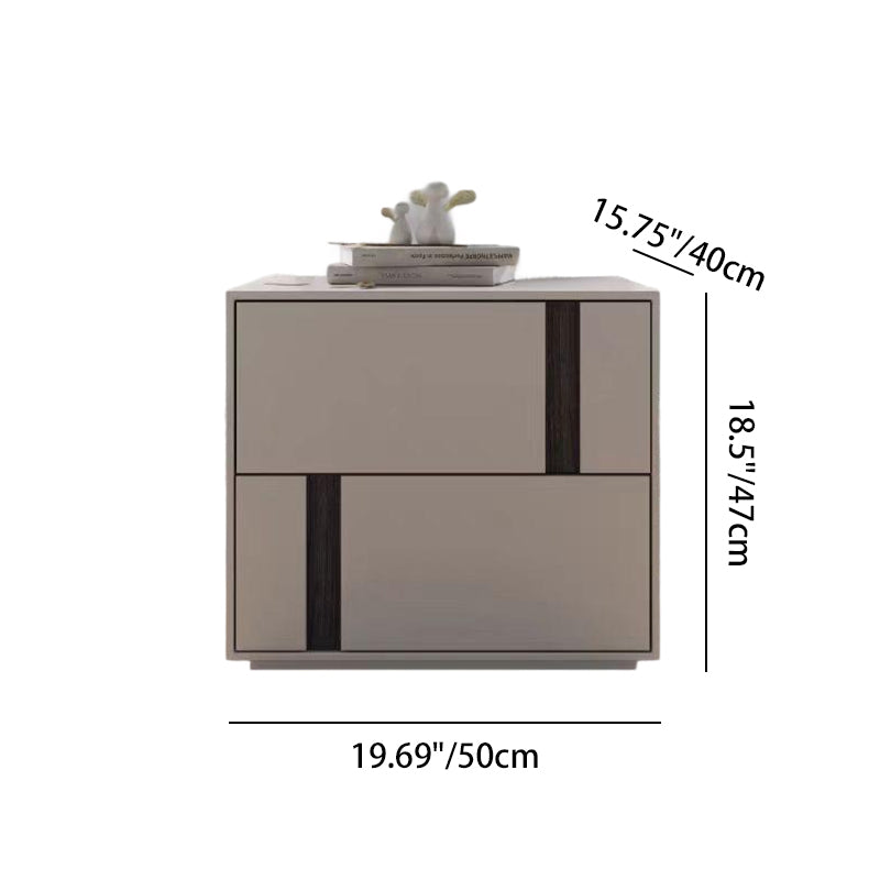 Modern Minimalist Rectangular Nightstand With 2 Drawers E1 MDF Featuring Smooth-Sliding Rails For Bedroom Lumendat