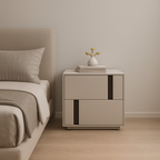 Modern Minimalist Rectangular Nightstand With 2 Drawers E1 MDF Featuring Smooth-Sliding Rails For Bedroom Lumendat