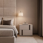 Modern Minimalist Rectangular Nightstand With 2 Drawers E1 MDF Featuring Smooth-Sliding Rails For Bedroom Lumendat