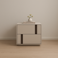 Modern Minimalist Rectangular Nightstand With 2 Drawers E1 MDF Featuring Smooth-Sliding Rails For Bedroom Lumendat