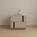 Modern Minimalist Rectangular Nightstand With 2 Drawers E1 MDF Featuring Smooth-Sliding Rails For Bedroom Lumendat