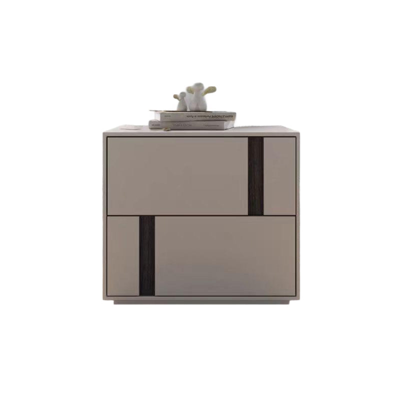 Modern Minimalist Rectangular Nightstand With 2 Drawers E1 MDF Featuring Smooth-Sliding Rails For Bedroom Lumendat