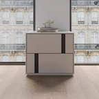 Modern Minimalist Rectangular Nightstand With 2 Drawers E1 MDF Featuring Smooth-Sliding Rails For Bedroom Lumendat