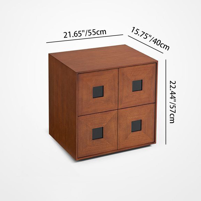 Contemporary Retro Solid Wood Plywood Storage Cabinet With 2 Drawers - Smooth Slides & Compact Design For Living Room & Bedroom Lumendat