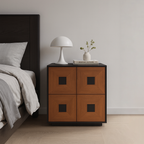 Contemporary Retro Solid Wood Plywood Storage Cabinet With 2 Drawers - Smooth Slides & Compact Design For Living Room & Bedroom Lumendat