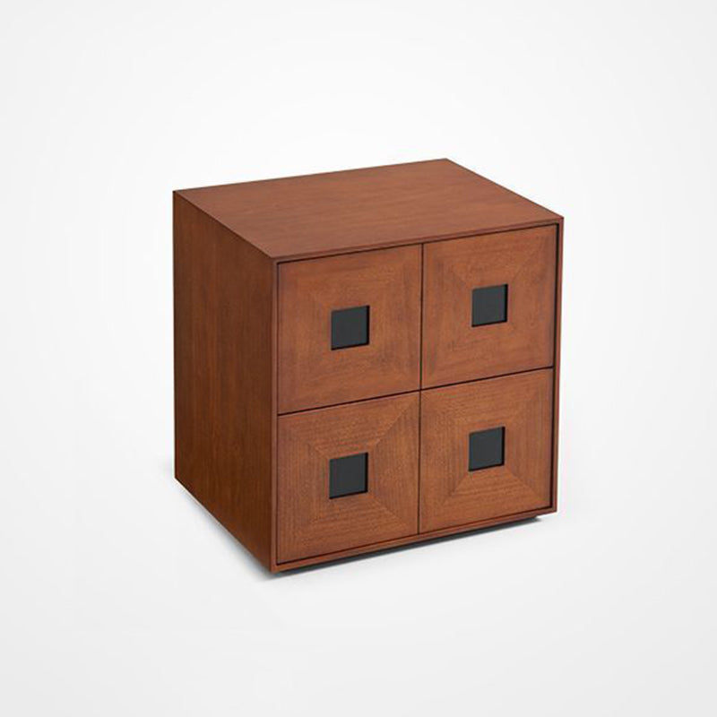 Contemporary Retro Solid Wood Plywood Storage Cabinet With 2 Drawers - Smooth Slides & Compact Design For Living Room & Bedroom Lumendat