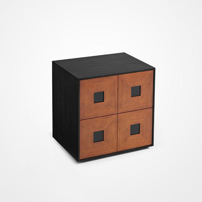 Contemporary Retro Solid Wood Plywood Storage Cabinet With 2 Drawers - Smooth Slides & Compact Design For Living Room & Bedroom Lumendat