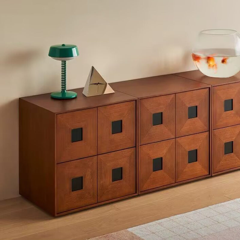 Contemporary Retro Solid Wood Plywood Storage Cabinet With 2 Drawers - Smooth Slides & Compact Design For Living Room & Bedroom Lumendat