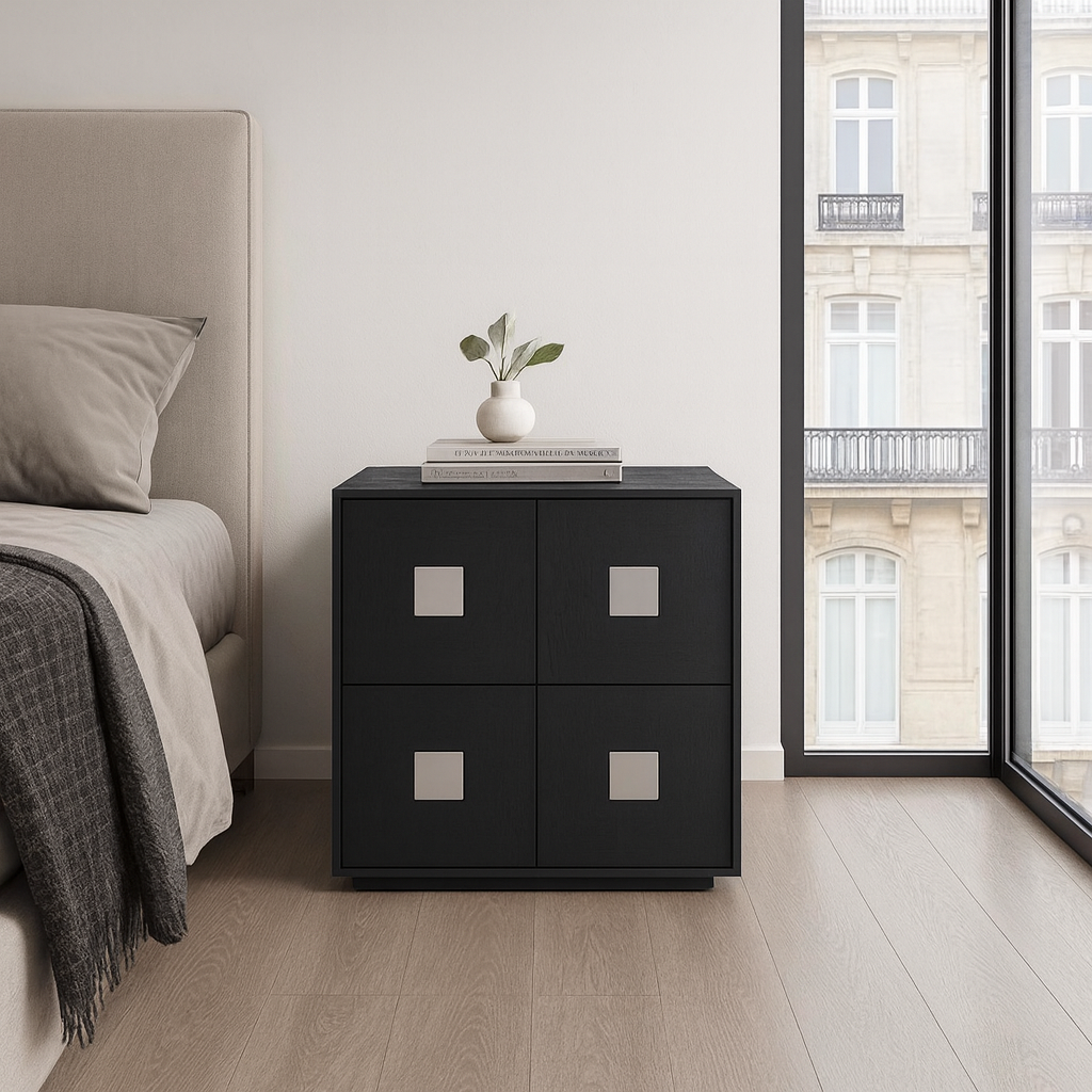 Contemporary Retro Solid Wood Plywood Storage Cabinet With 2 Drawers - Smooth Slides & Compact Design For Living Room & Bedroom Lumendat