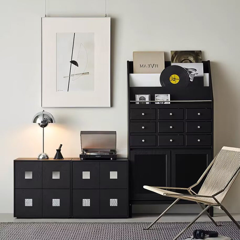 Contemporary Retro Solid Wood Plywood Storage Cabinet With 2 Drawers - Smooth Slides & Compact Design For Living Room & Bedroom Lumendat