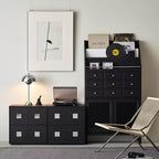 Contemporary Retro Solid Wood Plywood Storage Cabinet With 2 Drawers - Smooth Slides & Compact Design For Living Room & Bedroom Lumendat