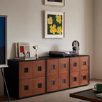 Contemporary Retro Solid Wood Plywood Storage Cabinet With 2 Drawers - Smooth Slides & Compact Design For Living Room & Bedroom Lumendat