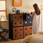 Contemporary Retro Solid Wood Plywood Storage Cabinet With 2 Drawers - Smooth Slides & Compact Design For Living Room & Bedroom Lumendat