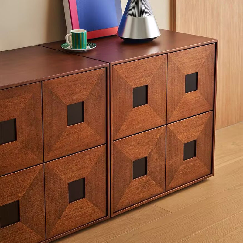Contemporary Retro Solid Wood Plywood Storage Cabinet With 2 Drawers - Smooth Slides & Compact Design For Living Room & Bedroom Lumendat