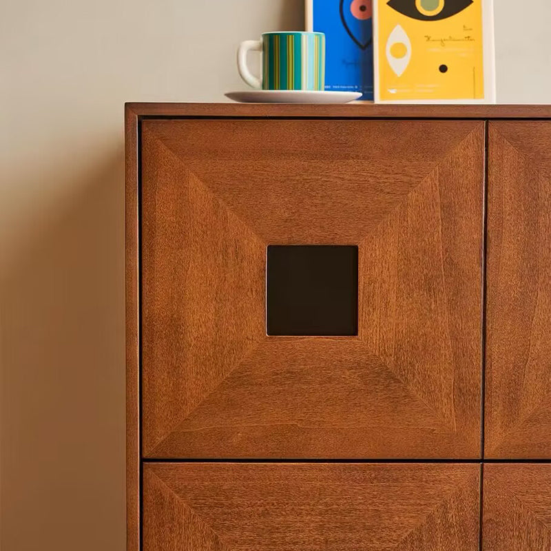 Contemporary Retro Solid Wood Plywood Storage Cabinet With 2 Drawers - Smooth Slides & Compact Design For Living Room & Bedroom Lumendat