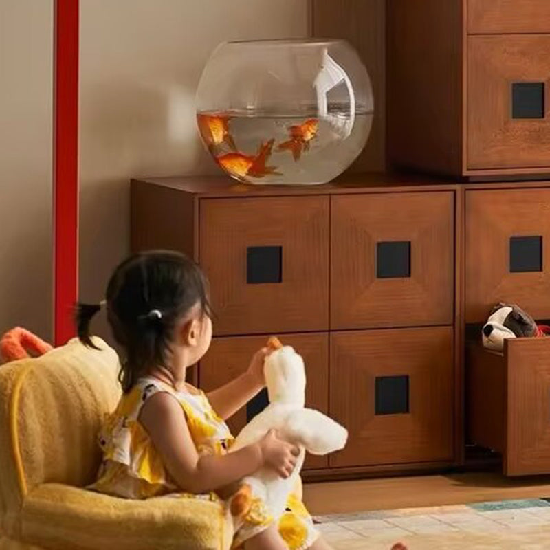 Contemporary Retro Solid Wood Plywood Storage Cabinet With 2 Drawers - Smooth Slides & Compact Design For Living Room & Bedroom Lumendat