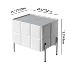 Modern Minimalist Rectangular Nightstand With Dual Drawers Slate Stone Top Plywood Body Stainless Steel Legs For Bedroom Lumendat