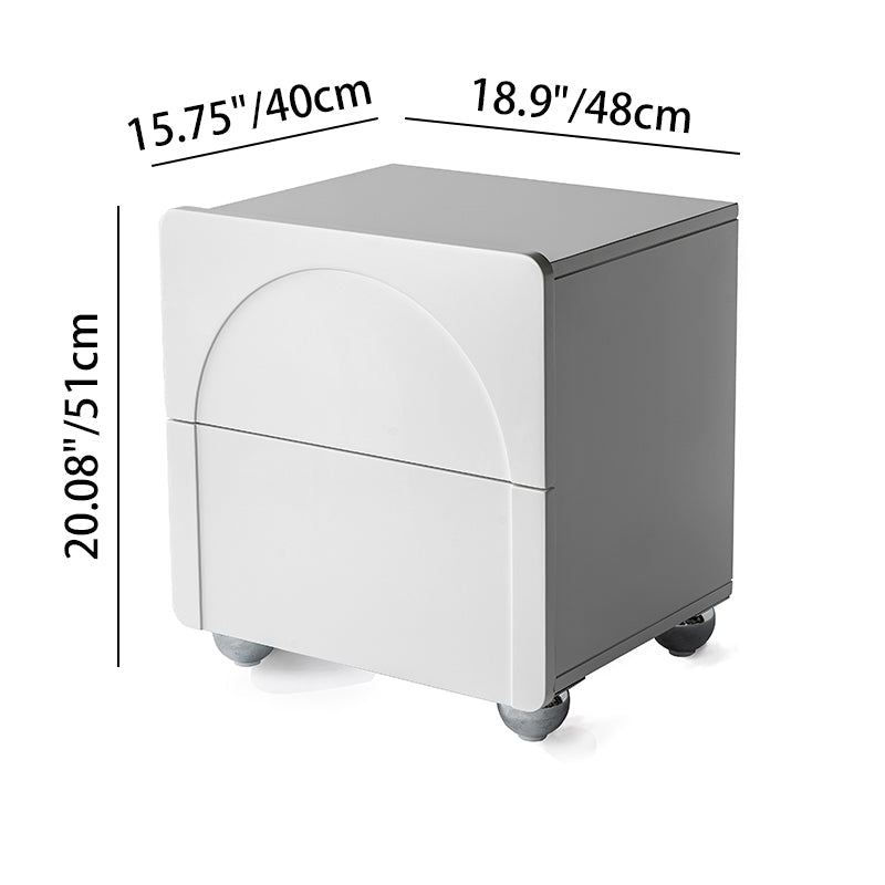 Modern Minimalist Rectangular Nightstand With 2 Drawers E1 Eco-Friendly MDF Rounded Corners & Plastic Base For Bedroom Lumendat