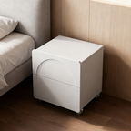 Modern Minimalist Rectangular Nightstand With 2 Drawers E1 Eco-Friendly MDF Rounded Corners & Plastic Base For Bedroom Lumendat